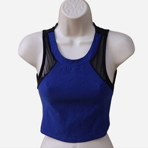 Blue and Black Crop Top